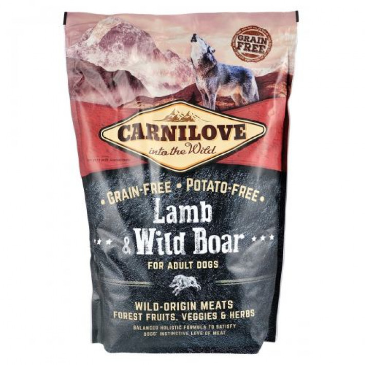 Сухий корм Carnilove Lamb & Wild Boar для дорослих собак всіх порід, ягня та кабан, 1,5 кг