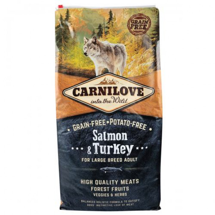 Сухий корм Carnilove Salmon & Turkey для дорослих собак великих порід, лосось та індичка, 12 кг