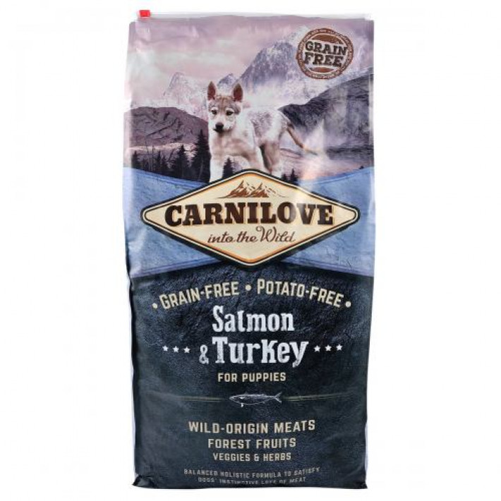 Сухий корм Carnilove Salmon & Turkey для цуценят всіх порід, лосось та індичка, 12 кг