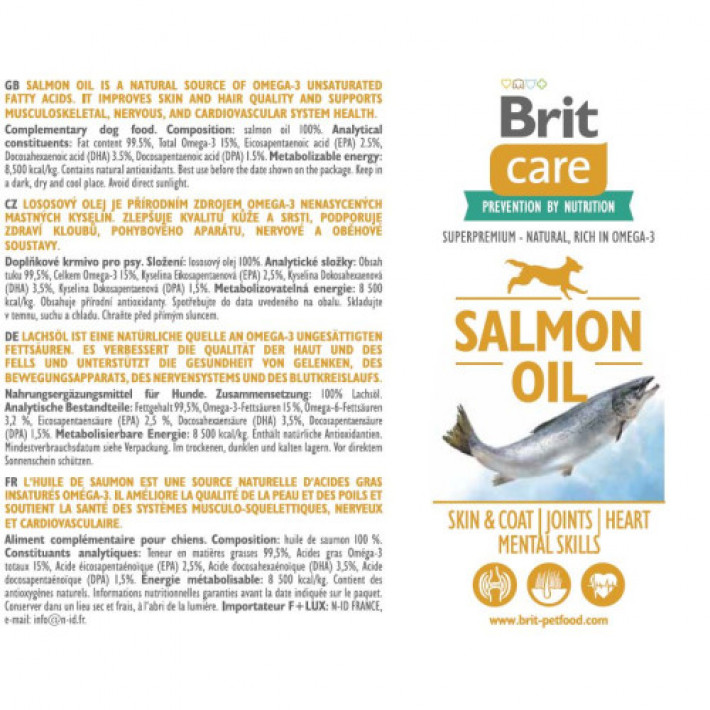 Вітаміни Brit Care Лососева олія для собак, 1 л