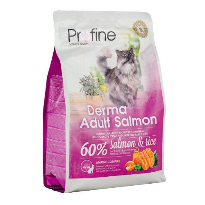 Сухий корм Profine Derma для дорослих довгошерстих котів, з лососем та рисом, 2 кг