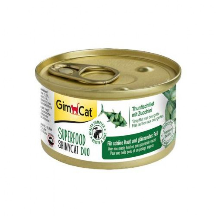 Вологий корм GimCat Shiny Cat Superfood для котів, тунець та цукіні, 70 г