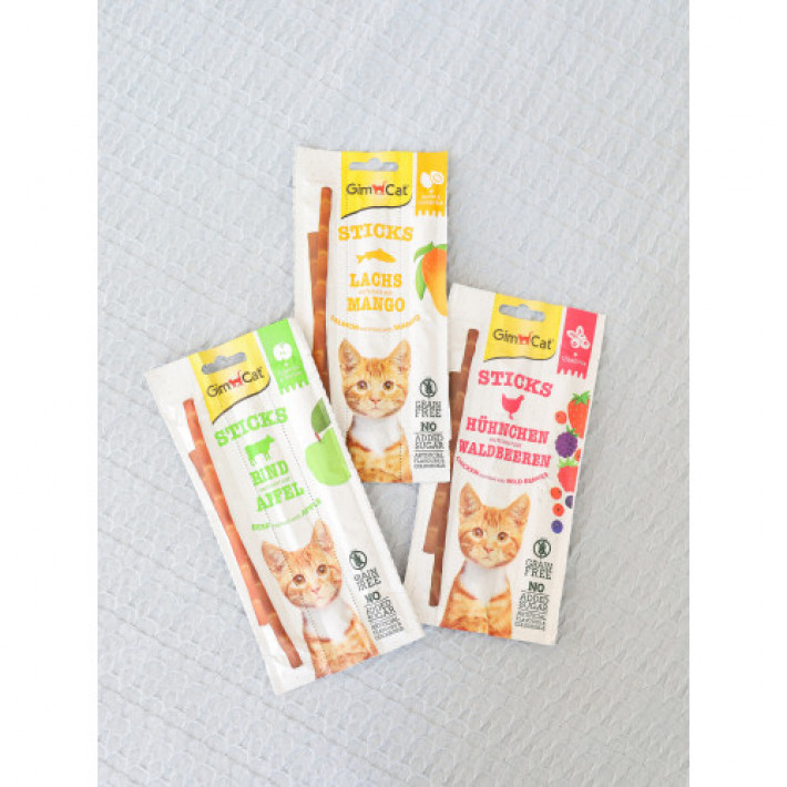 Ласощі GimCat Superfood Duo-Sticks для котів, яловичина та яблука, 3 шт