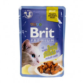 Вологий корм Brit Premium Cat Pouch для котів, філе яловичини в желе, 85 г