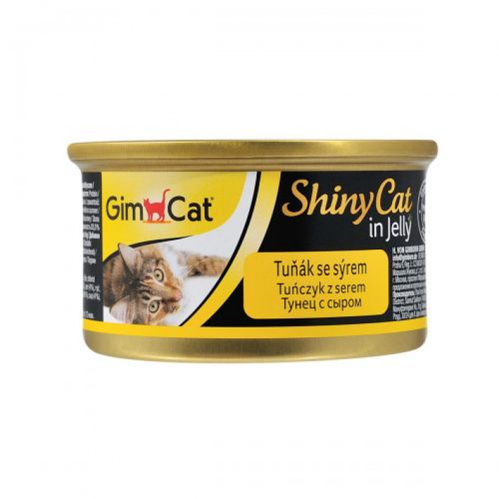 Вологий корм GimCat Shiny Cat для котів, тунець і сир, 70 г