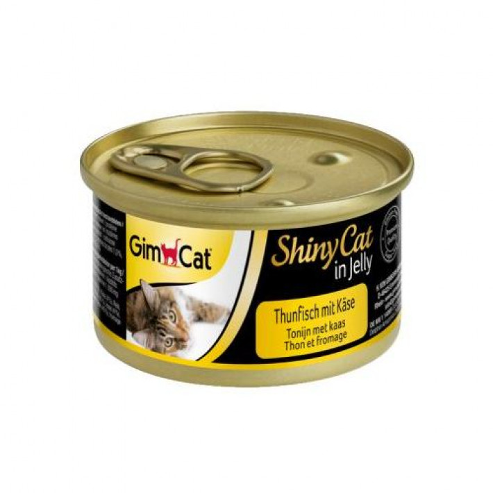 Вологий корм GimCat Shiny Cat для котів, тунець і сир, 70 г