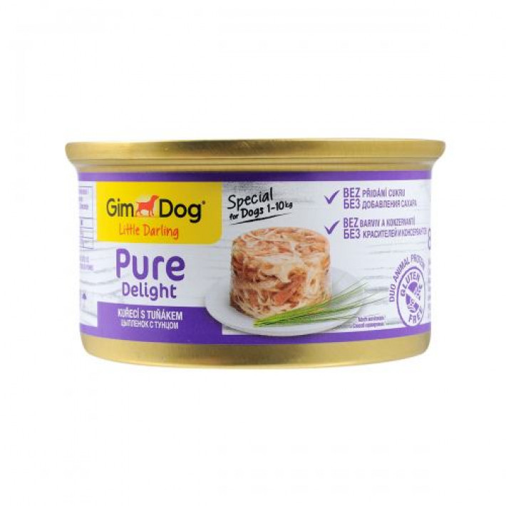 Вологий корм GimDog LD Pure Delight для собак мініатюрних порід, з куркою та тунцем, 85 г