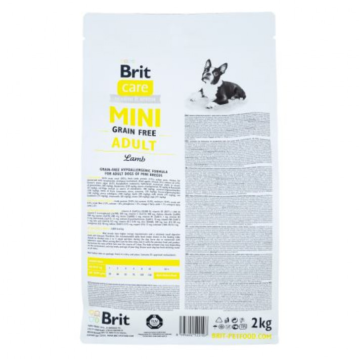 Сухий корм Brit Care GF Mini для дорослих собак мініатюрних порід, з ягням, 2 кг