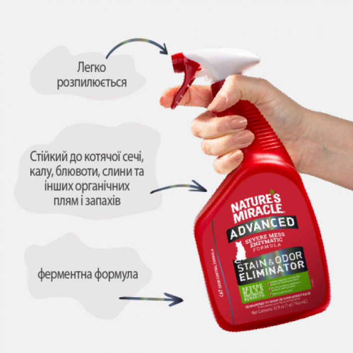 Спрей 8in1 NM ADV Cat S&O Elimin Spray Lemon для котів, усунення плям та запахів, з посиленою формулою, аромат лимону, 946 мл