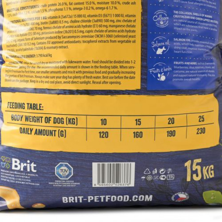 Сухий корм Brit Premium Dog Adult M для дорослих собак середніх порід, з куркою, 15 кг