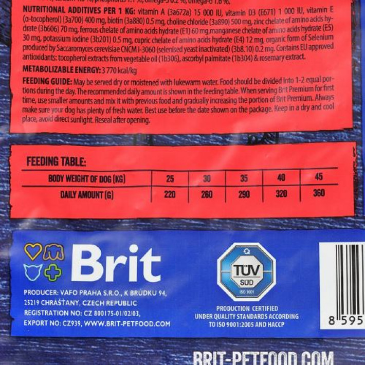 Сухий корм Brit Premium Dog Adult L для дорослих собак великих порід, з куркою, 3 кг