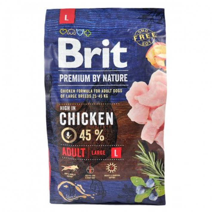 Сухий корм Brit Premium Dog Adult L для дорослих собак великих порід, з куркою, 3 кг