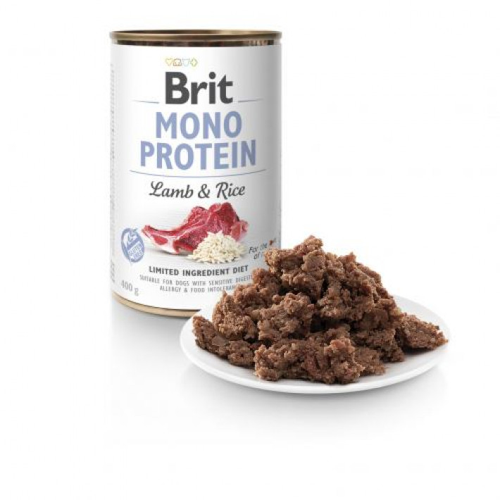 Вологий корм Brit Mono Protein Lamb & Rice для собак, з ягнятиною та рисом, 400 г
