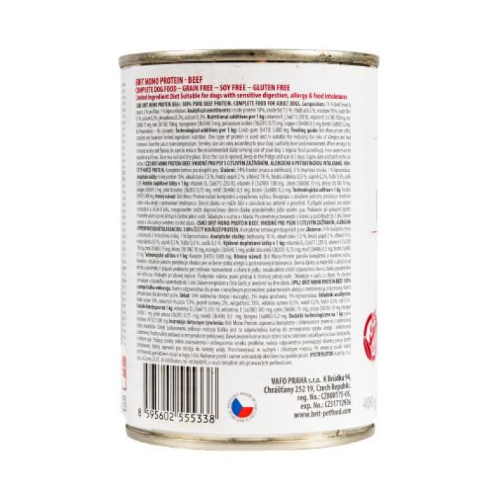 Вологий корм Brit Mono Protein Beef для собак, з яловичиною, 400 г