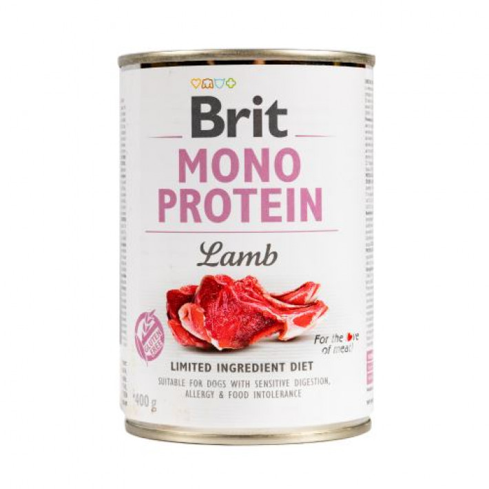 Вологий корм Brit Mono Protein Lamb для собак, з ягнятиною, 400 г