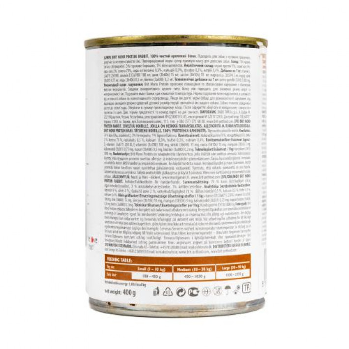 Вологий корм Brit Mono Protein Rabbit для собак, з кроликом, 400 г