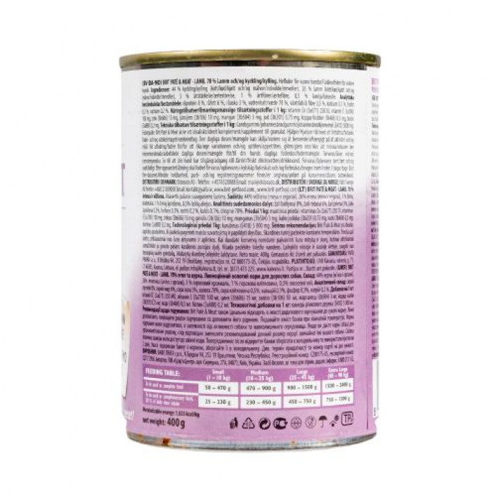 Вологий корм Brit Care Pate & Meat для собак, з ягням, 400 г