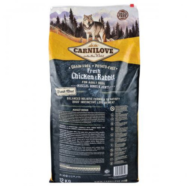Сухий корм Carnilove Fresh Chicken & Rabbit для дорослих собак всіх порід, курка та кролик, 12 кг