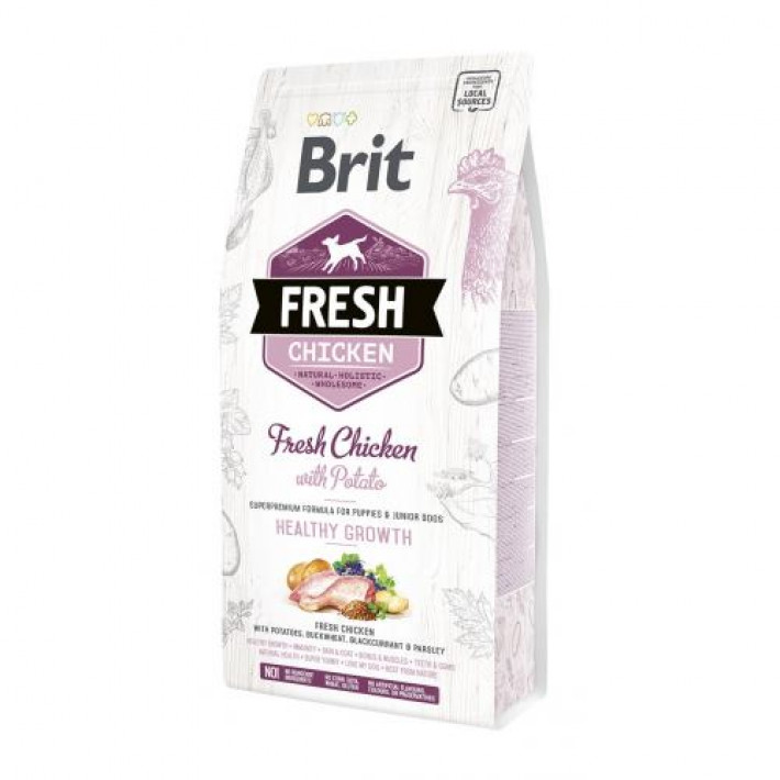 Сухий корм Brit Fresh для цуценят та молодих собак всіх порід, з куркою та картоплею, 2,5 кг