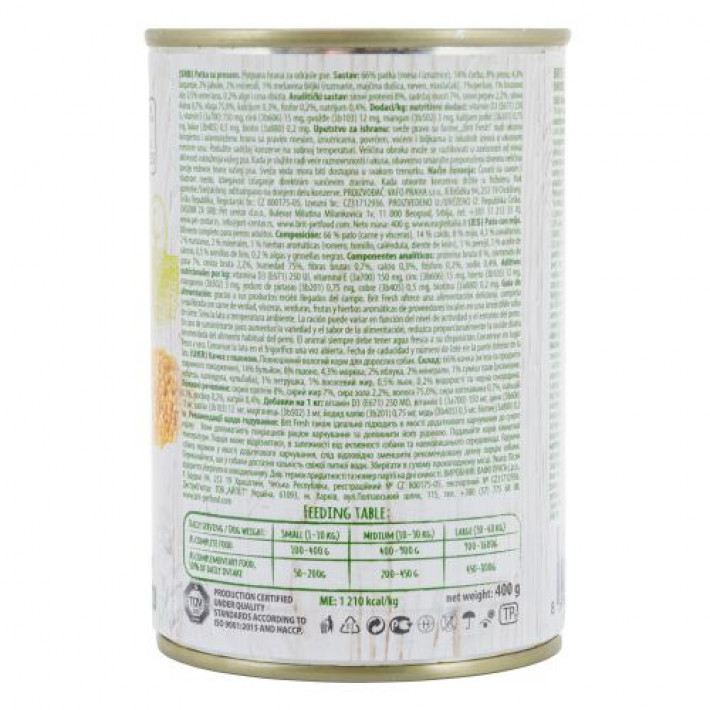 Консервований корм Brit Fresh Duck/Millet для собак, з качкою та пшоном, 400 г