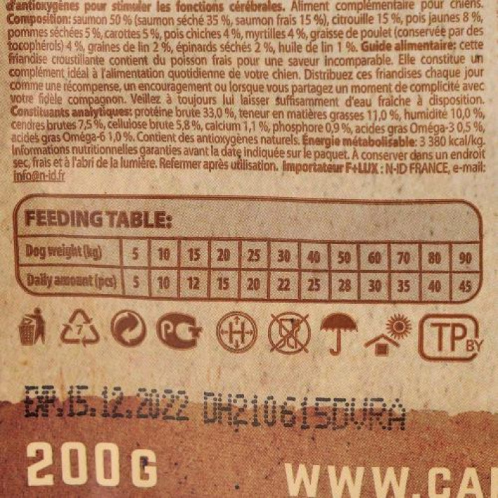 Ласощі Carnilove Dog Crunchy Snack для собак, лосось та чорниця, 200 г