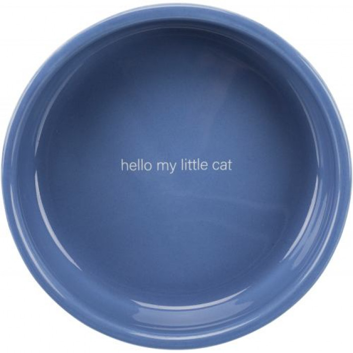Миска Trixie для котів коротконосих порід, керамічна, 15 см, 300 мл (світло-синя/біла)