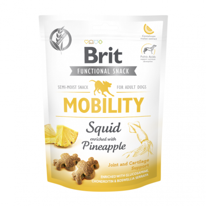 Функціональні ласощі Brit Care Mobility кальмар з ананасом для собак, 150г