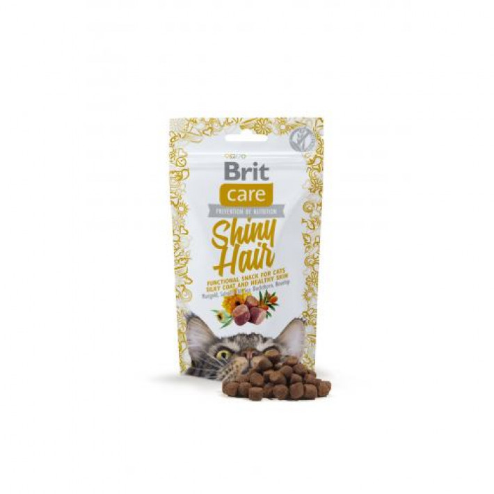 Функціональні ласощі Brit Care Shiny Hair з лососем для котів, 50г