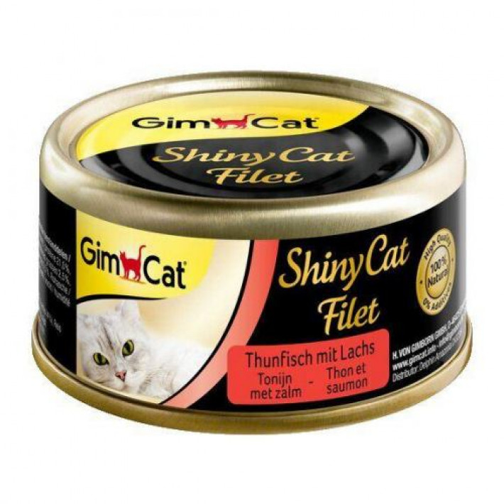 Вологий корм GimCat Shiny Cat Filet для котів, тунець та лосось, 70 г