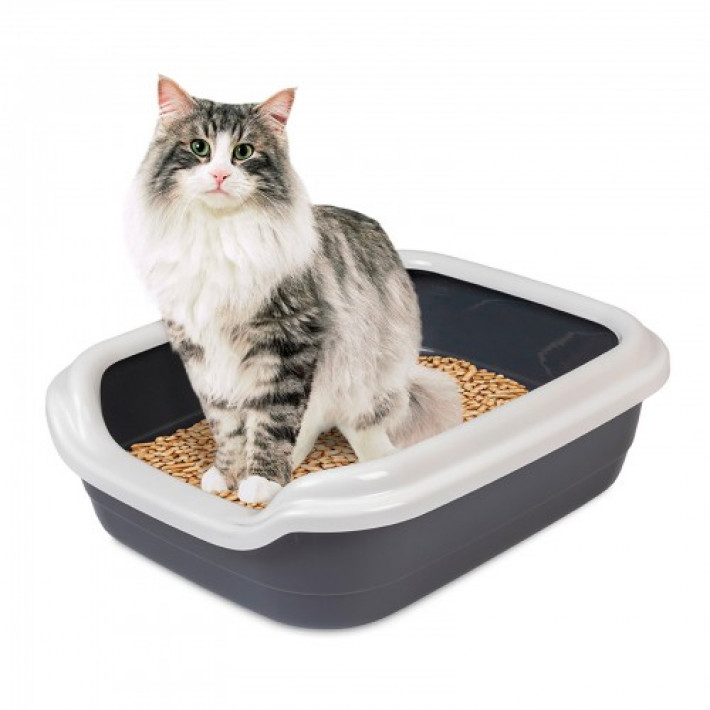 Туалет Природа «Comfort L» для котів, 49х39х15 см (сірий)