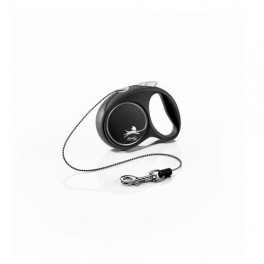 Рулетка Flexi Black Design для собак, трос, розмір XS, 3 м (чорна)