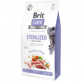 Сухий корм Brit Care Cat GF Sterilized Weight Control для стерилізованих котів з надмірною вагою, качка та індичка, 7 кг