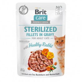 Вологий корм Brit Care Cat Pouch для стерилізованих котів, філе в соусі, кролик, 85 г