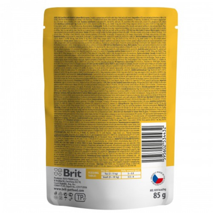 Вологий корм Brit Care Mini для собак, з філе кролика та лосося в соусі, 85 г