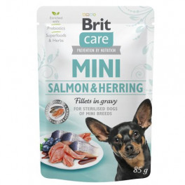 Вологий корм Brit Care Mini для собак, з філе лосося та оселедця в соусі, 85 г