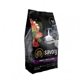 Сухий корм Savory Medium для собак середніх порід, зі свіжим ягням та індичкою, 3 кг