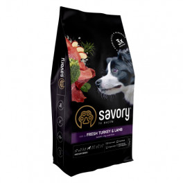 Сухий корм Savory Medium для собак середніх порід, зі свіжим ягням та індичкою, 12 кг