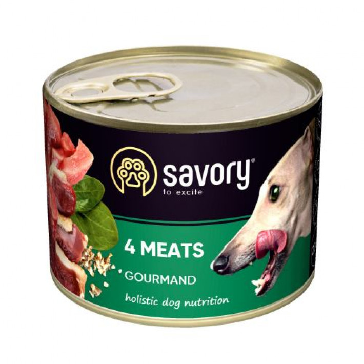 Вологий корм Savory для дорослих собак усіх порід, з чотирма видами м'яса, 200 г