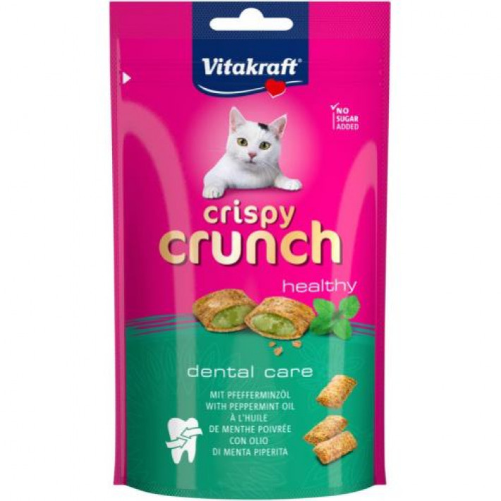 Хрусткі подушечки Vitakraft Crispy Crunch для котів, м’ята, 60 г