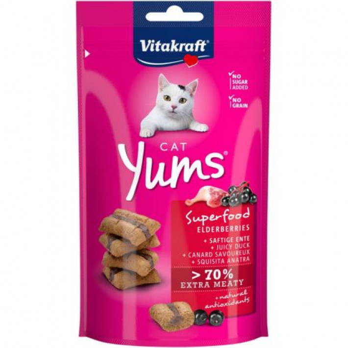 Подушечки Vitakraft Yums для котів, качка та бузина, 40 г