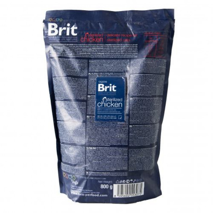 Сухий корм Brit Premium Cat by Nature Sterilised для стерилізованих котів, з куркою, 800 г