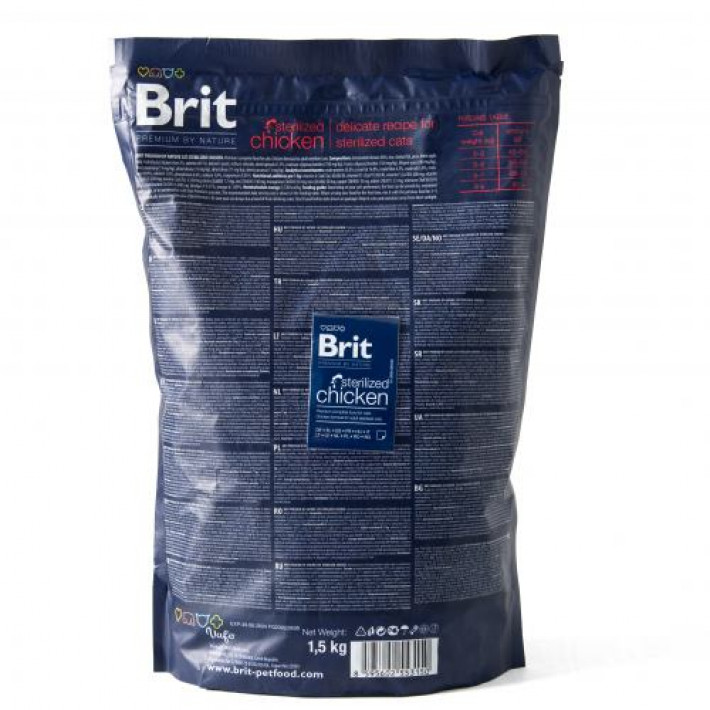 Сухий корм Brit Premium Cat by Nature Sterilised для стерилізованих котів, з куркою, 1500 г