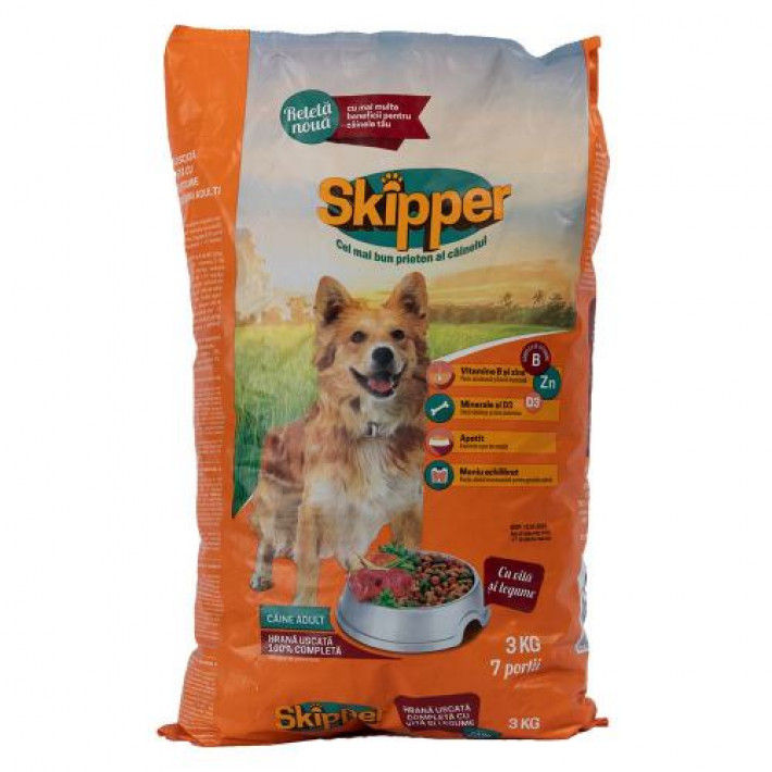 Сухий корм Skipper для собак, яловичина та овочі, 3 кг