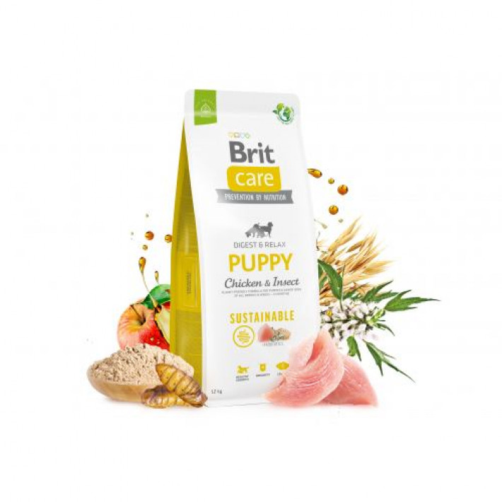 Сухий корм Brit Care Dog Sustainable Puppy для цуценят, з куркою та комахами, 1 кг