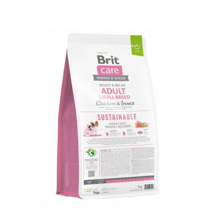 Сухий корм Brit Care Dog Sustainable Adult Small Breed для собак малих порід, з куркою та комахами, 7 кг