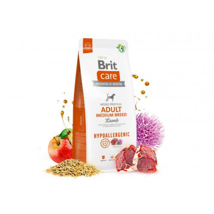 Сухий корм Brit Care Dog Hypoallergenic Adult Medium Breed для собак середніх порід, гіпоалергенний з ягням, 1 кг