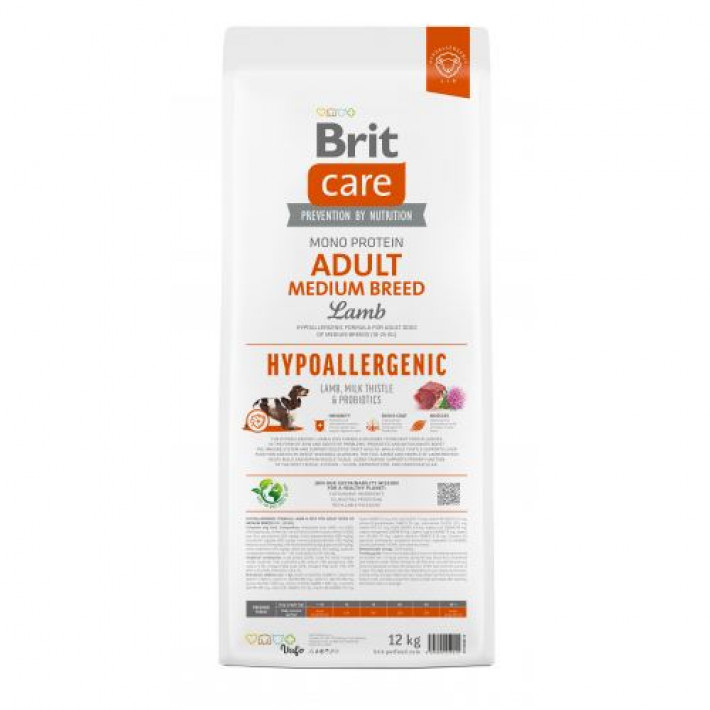 Сухий корм Brit Care Dog Hypoallergenic Adult Medium Breed для собак середніх порід, гіпоалергенний з ягням, 12 кг