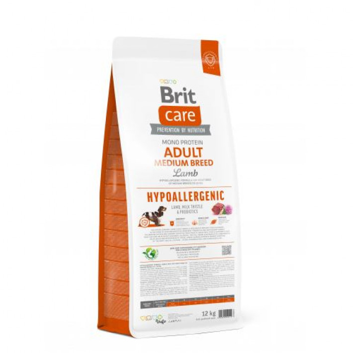 Сухий корм Brit Care Dog Hypoallergenic Adult Medium Breed для собак середніх порід, гіпоалергенний з ягням, 12 кг