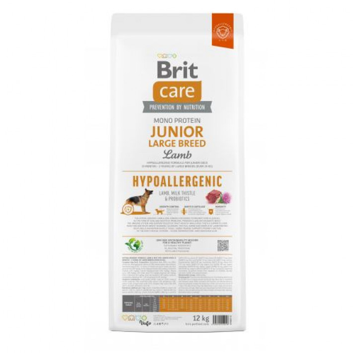 Сухий корм Brit Care Dog Hypoallergenic Junior Large Breed для молодих собак великих порід, гіпоалергенний з ягням, 12 кг