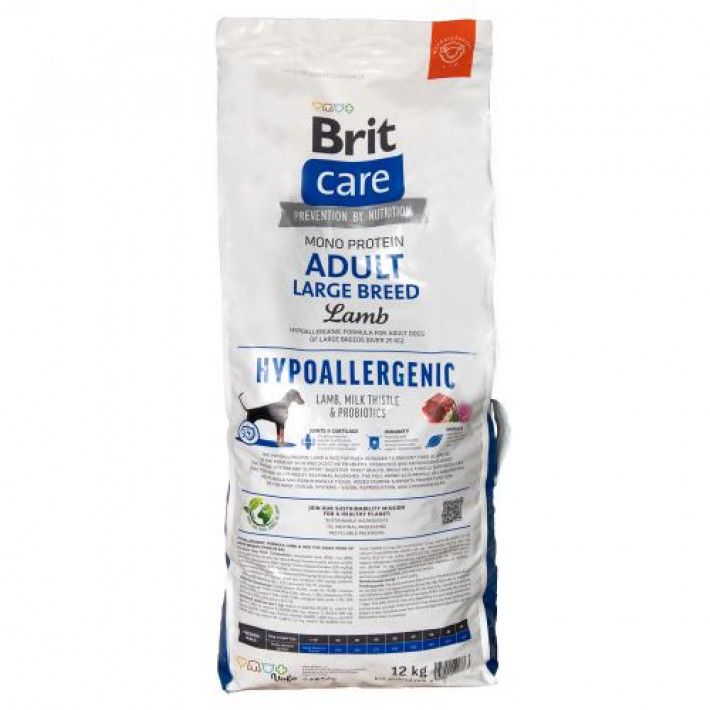 Сухий корм Brit Care Dog Hypoallergenic Adult Large Breed для собак великих порід, гіпоалергенний з ягням, 12 кг